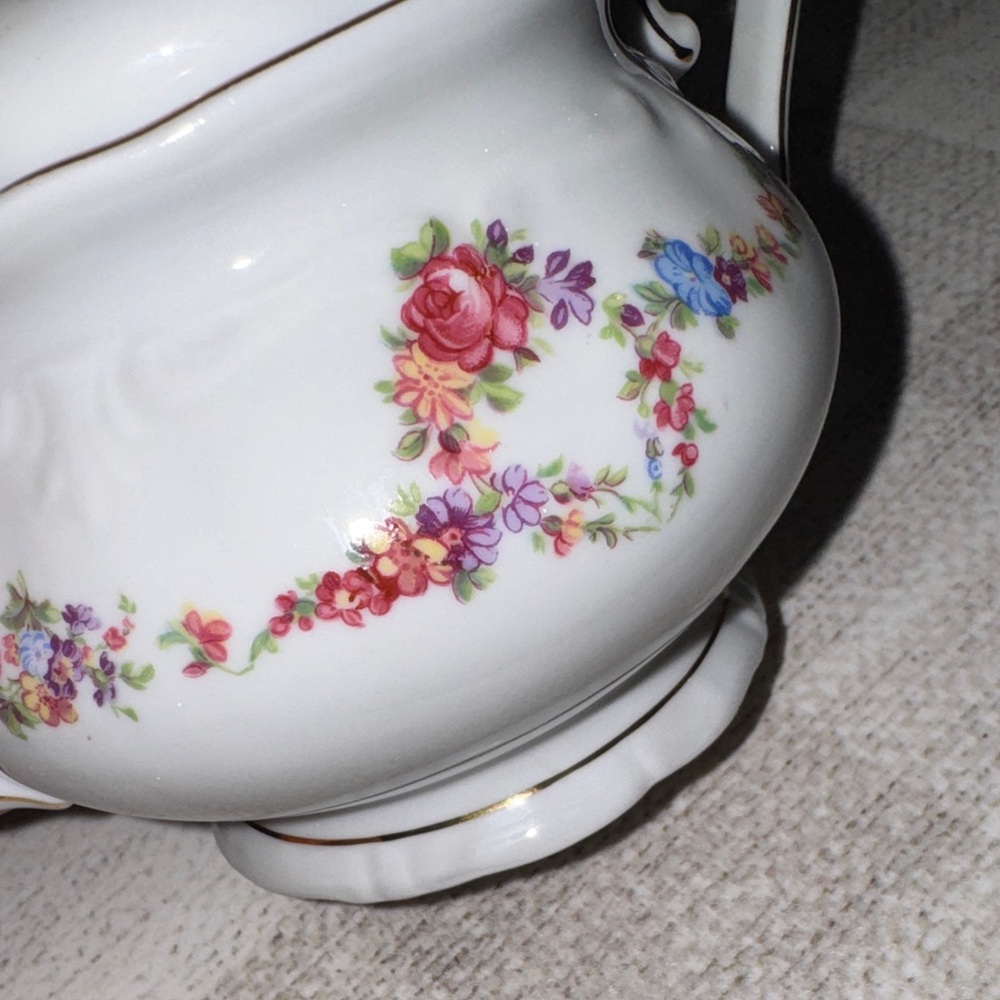Vtg Winterling Germany Porcelain Bowl w lid floral and gold trim sugar/tea bags - Picture 10 of 12